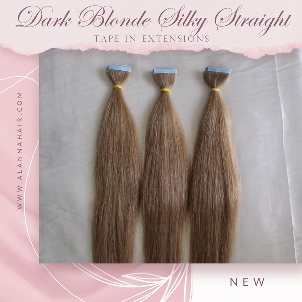 Color Dark Blonde Silky Straight Tape In Extensions 30-50 PC 100% Remy Human Hair