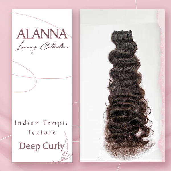 Bundle dei capelli ricci profondi dei capelli del tempio indiano crudo