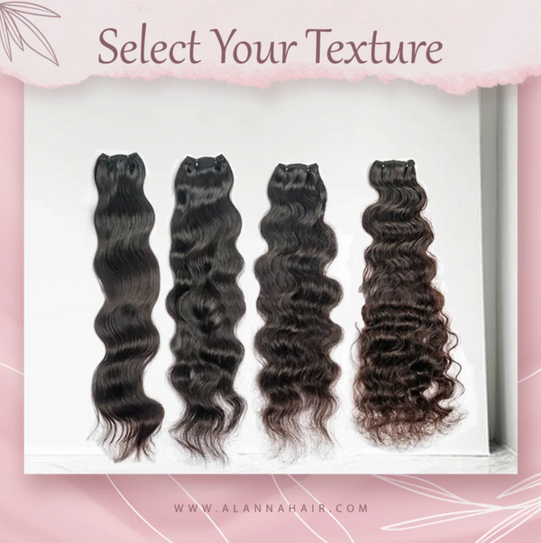 Bundles di capelli naturali del tempio indiano crudo
