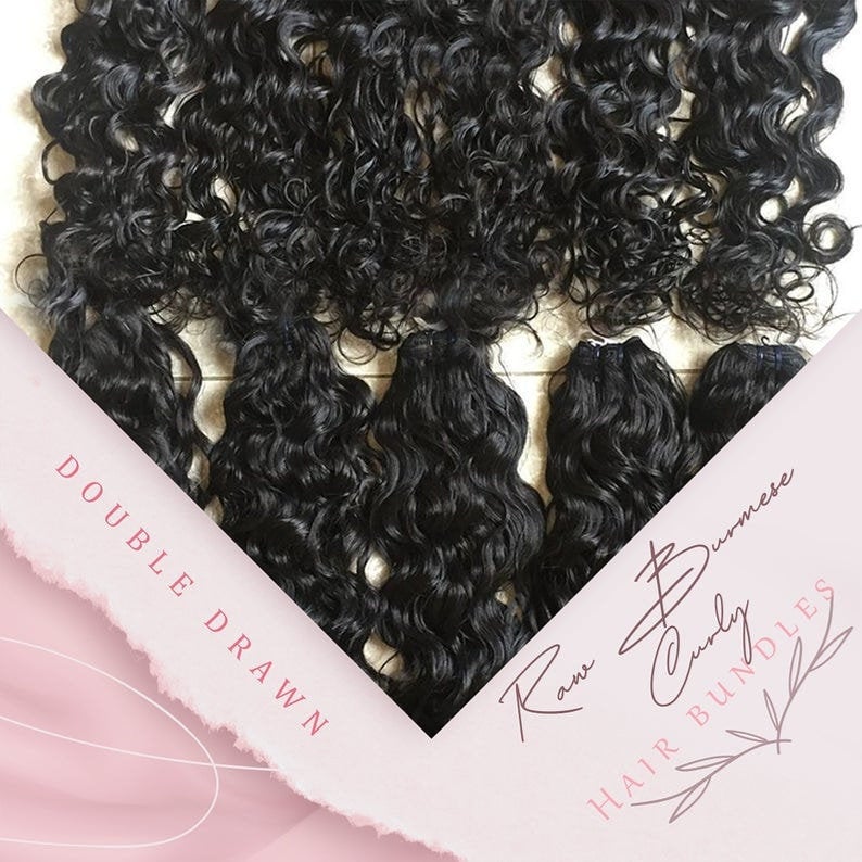 Fasci di capelli ricci birmani crudi
